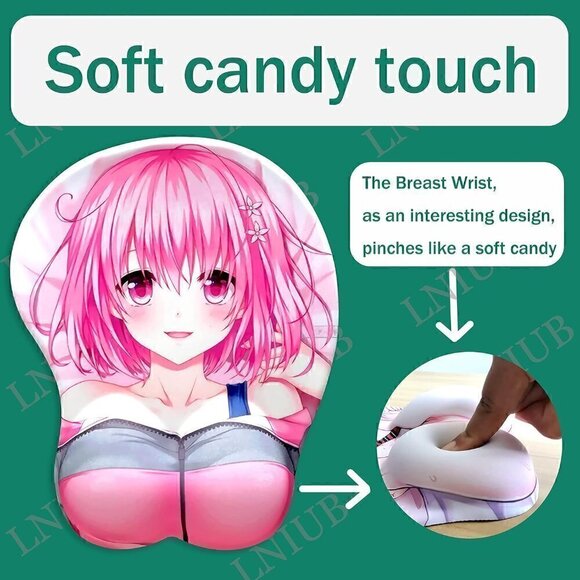 4 cm Wrist Cushion Love Momo Belia Deviluke Chest Mouse Pad Wrist Rest Support - Picture 4 of 10